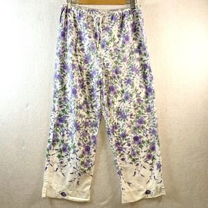 Vintage Cruz Womens Floral Pajama‎ Pants Sz M Embroidered Cotton Cottage Danity